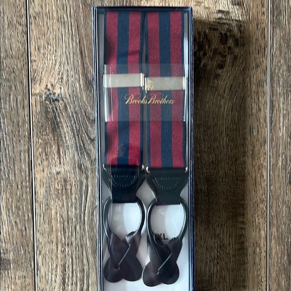 Brooks Brothers Blue and Red Suspenders with Timeless Elegance Leather SIZE XL - Picture 6 of 7